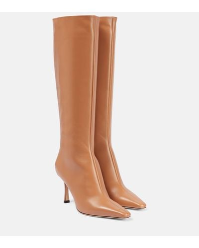 Jimmy Choo Agathe 85 Leather Knee-high Boots - Brown