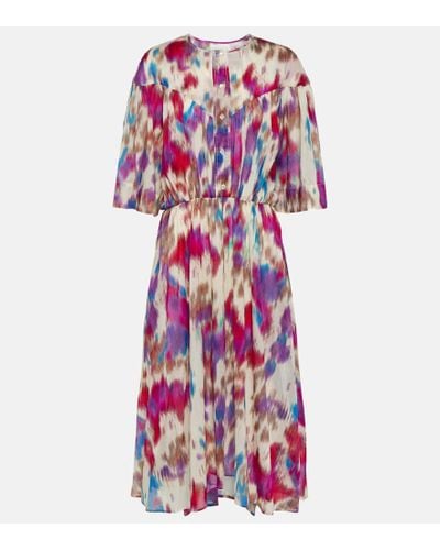 Isabel Marant Printed Cotton Midi Dress - Purple