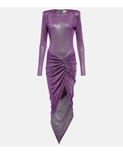 Alexandre Vauthier Vestido midi con drapeado asimetrico - Morado