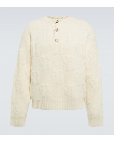 Nanushka Pullover in lana con monogramma - Bianco