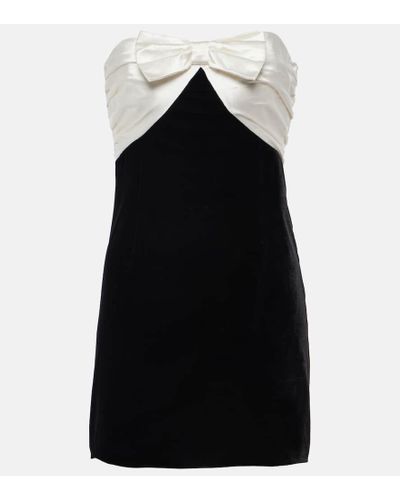 Alessandra Rich Bow-detail Strapless Velvet Minidress - Black