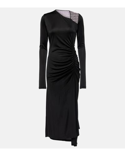 Givenchy 4g Lace-trimmed Jersey Midi Dress - Black