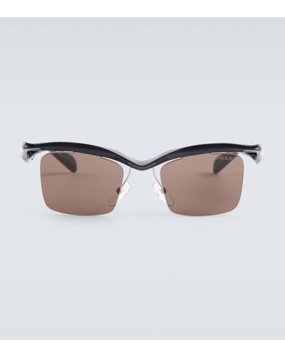 Prada Runway Rectangular Sunglasses - Brown