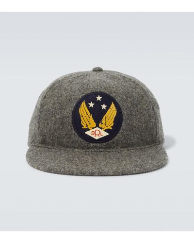 RRL Baseballcap Patched aus einem Wollgemisch - Grau