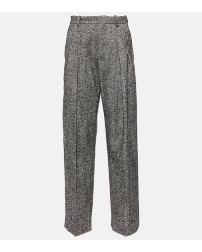 Victoria Beckham High-rise Wool-blend Wide-leg Trousers - Grey