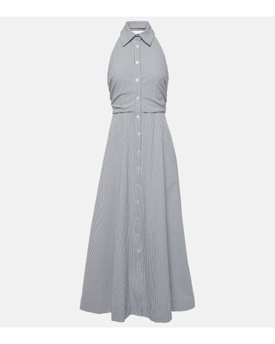 Veronica Beard Mackey Striped Cotton Maxi Dress - Grey
