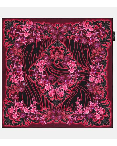 Versace Orchid Barocco Silk Scarf - Red