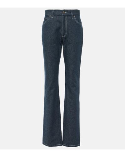 Loro Piana High-Rise Straight Jeans Nedar - Blau