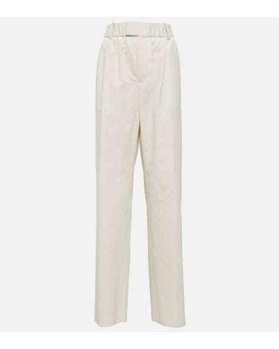 Bottega Veneta Low-rise Cotton-blend Wide-leg Trousers - White