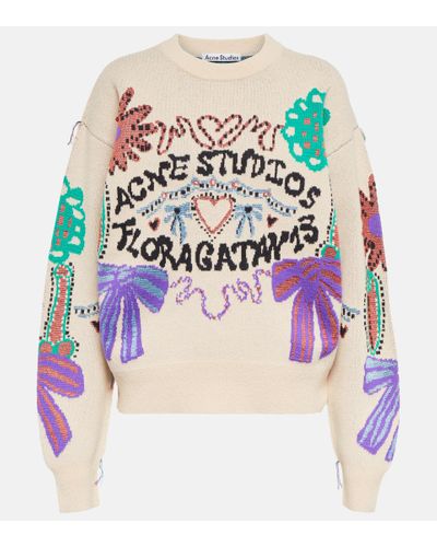 Acne Studios Jacquard Cotton-blend Sweater - Pink