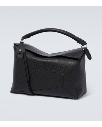 Loewe Puzzle Large Leather Tote Bag - Black