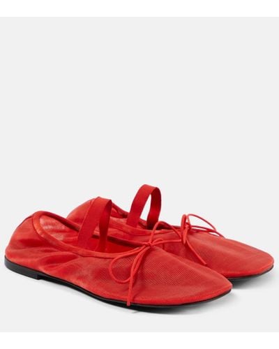 Proenza Schouler Zapatos planos Mary Jane Glove de malla - Rojo