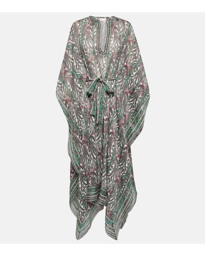 Isabel Marant Floral Cotton And Silk Maxi Dress - Grey