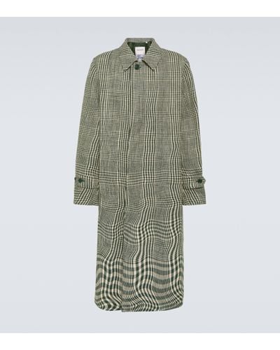 Burberry Checked Silk And Cotton-blend Car Coat - Green