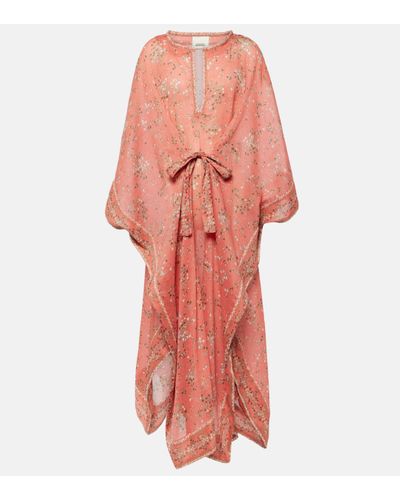 Isabel Marant Amira Printed Cotton And Silk Maxi Dress - Pink