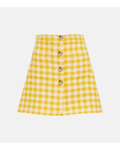 Miu Miu Houndstooth Wool-blend Miniskirt - Yellow