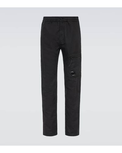 C.P. Company Cotton And Linen Straight Pants - Black