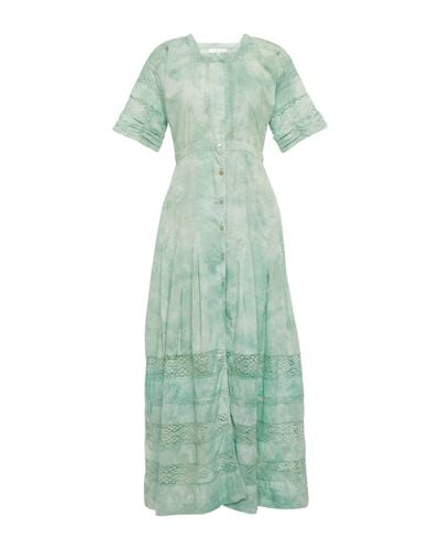 LoveShackFancy Edie Cotton Maxi Dress - Green