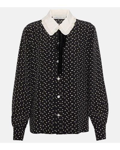 Alessandra Rich Blouse en soie a pois - Noir