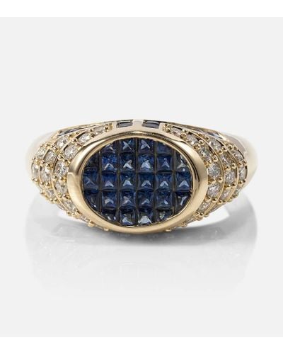 Rainbow K Ring Lady aus 14kt Weissgold mit Diamanten und Saphiren - Blau