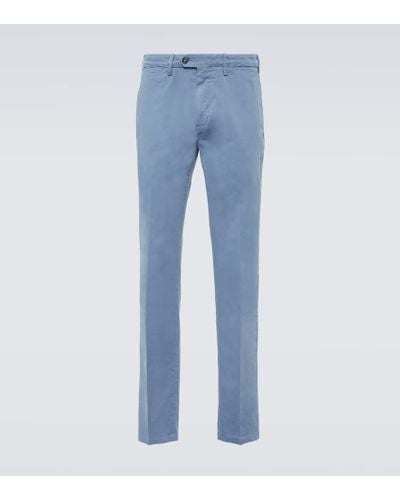Canali Pantalones chinos de sarga de algodon - Azul