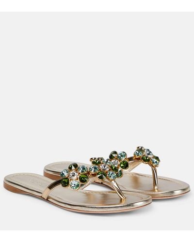 Giambattista Valli Embellished Leather Thong Sandals - Metallic
