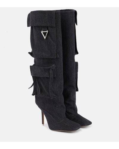 The Attico Sienna Denim Knee-high Boots - Black