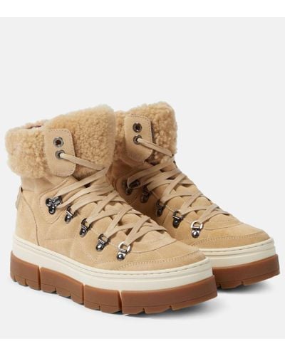 Bogner Schnuerstiefel Vaduz aus Veloursleder mit Shearling - Natur