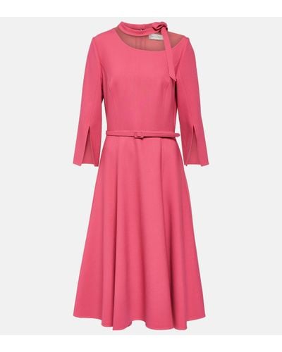 Oscar de la Renta Split-sleeve Wool-blend Midi Dress - Pink
