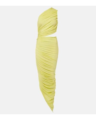 Alaïa Ruched Cutout Jersey Gown - Yellow