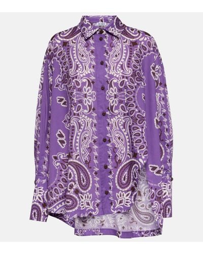 The Attico Paisley Oversized Cotton Shirt - Purple