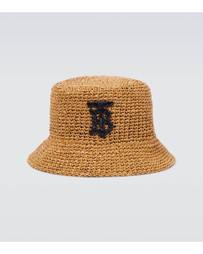 Burberry Tb Raffia-effect Bucket Hat - Brown