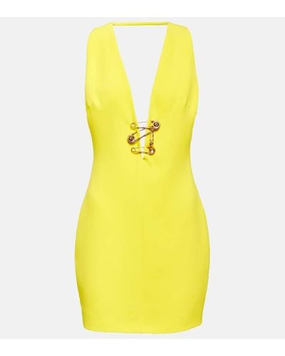 Versace Safety Pin Silk Minidress - Yellow