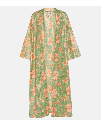 Juliet Dunn Kimono de lame de algodon floral - Multicolor