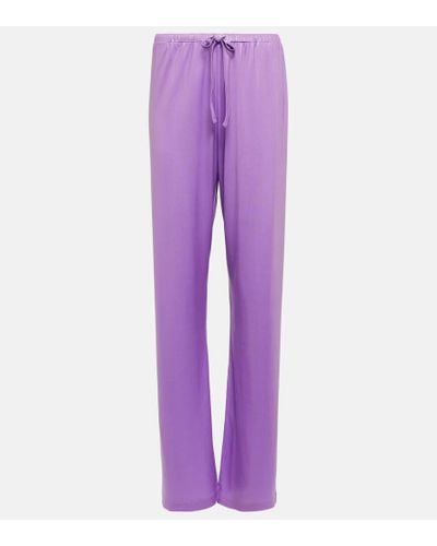 Dries Van Noten Jersey Straight Pants - Purple