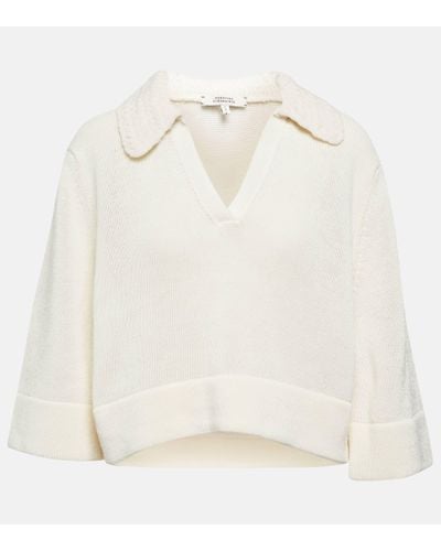 Dorothee Schumacher Sporty Wool And Cotton-blend Polo Jumper - White