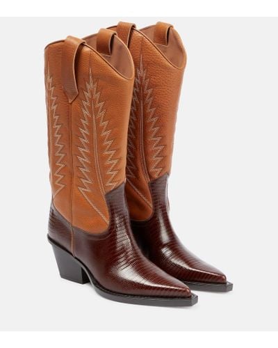 Paris Texas Rosario Leather Cowboy Boots - Brown