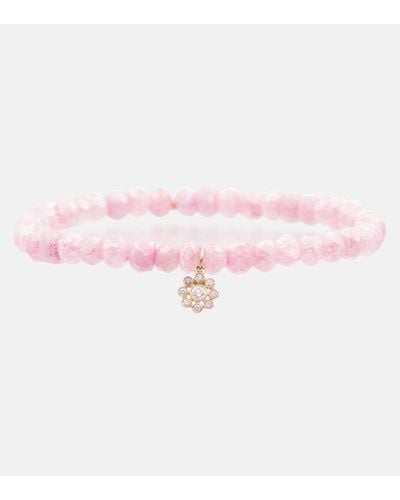 Sydney Evan Diamond Flower 14kt Bracelet With Diamonds - Pink