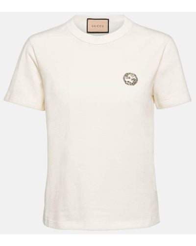 Gucci T-Shirt Aus Baumwolljersey Mit GG - Weiß