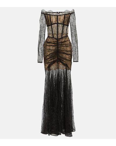 Rasario Corset Lace Gown - Black