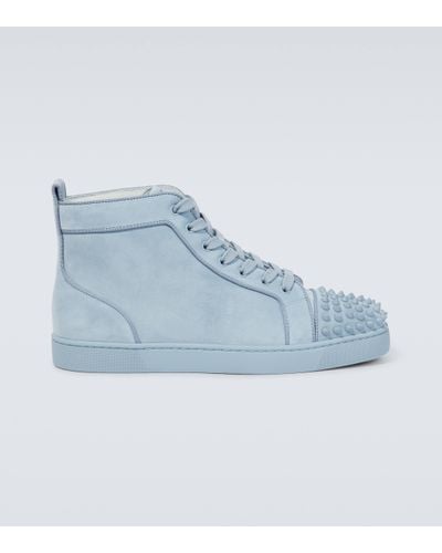 Christian Louboutin Lou Spikes Orlato Suede High-top Trainers - Blue