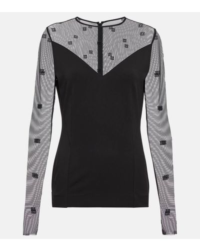 Givenchy Top 4G aus Jersey und Tuell - Schwarz