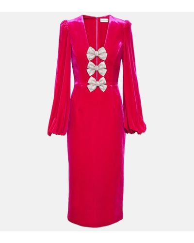 Rebecca Vallance Bernadette Velvet Midi Dress - Red