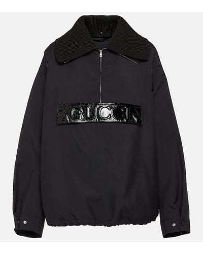 Gucci Techno Gabardine Half-zip Jacket - Black
