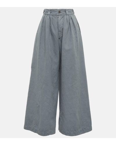 Maison Margiela Wide-leg Cotton And Linen Canvas Trousers - Grey