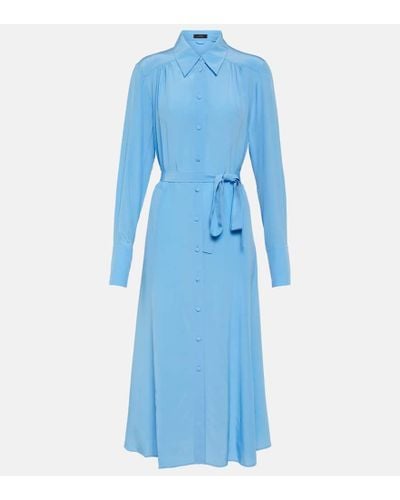 JOSEPH Diane Silk Crepe De Chine Shirt Dress - Blue