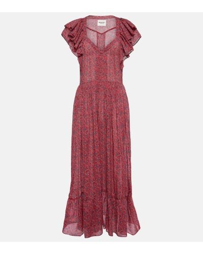 Isabel Marant Vestido midi Godralia de algodon - Rojo