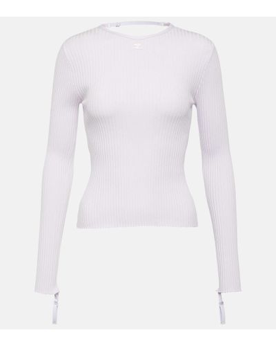Courreges Top in maglia a coste con cut-out - Bianco