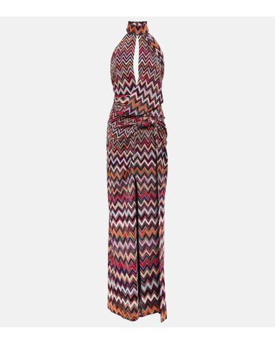 Missoni Zigzag-print Halterneck Maxi Dress - Multicolour