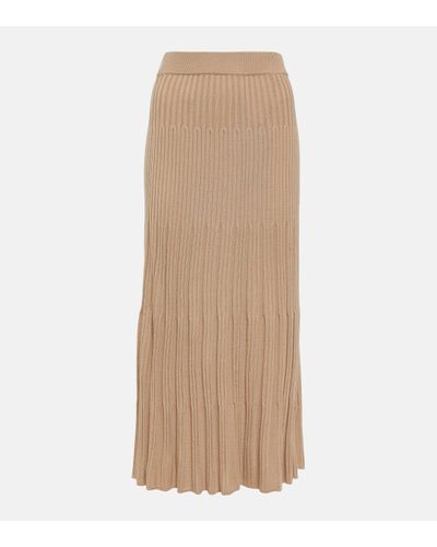 JOSEPH Ribbed-knit Wool Midi Skirt - Natural